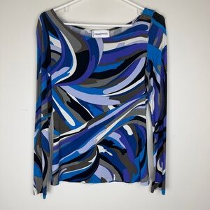 EMILIO PUCCI Iconic Print Long Sleeve Top size 40 / US 10